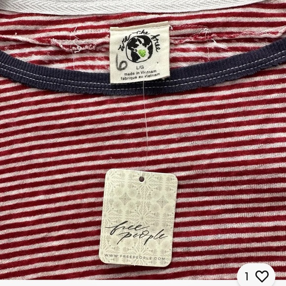 We The Free Womens Red White Striped Size Large Long Sleeve Linen blend - Picture 8 of 10
